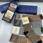 CD Socks Dior Oblique Grey/Black/Beige/Green/Brown - 5 Pairs