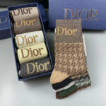 CD Socks Dior Oblique Grey/Black/Beige/Green/Brown - 5 Pairs