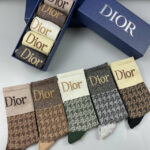 CD Socks Dior Oblique Grey/Black/Beige/Green/Brown - 5 Pairs
