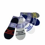 CD Socks With "Dior" At Front Black/White/Grey/Dark Blue/Dark Grey - 5 Pairs