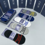 CD Socks With "Dior" At Front Black/White/Grey/Dark Blue/Dark Grey - 5 Pairs