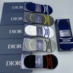 CD Socks With "Dior" At Front Black/White/Grey/Dark Blue/Dark Grey - 5 Pairs