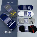 CD Socks With "Dior" At Front Black/White/Grey/Dark Blue/Dark Grey - 5 Pairs