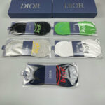 CD Socks With Logo At Front Grey/Green/Black/Dark Blue/White- 5 Pairs