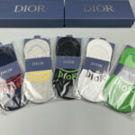CD Socks With Logo At Front Grey/Green/Black/Dark Blue/White- 5 Pairs