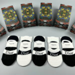 CD Socks With Logo Dior At Front Black And White- 5 Pairs