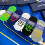 CD Socks With Logo Dior At Front Grey/Green/Black/Dark Blue/White- 5 Pairs
