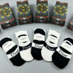 CD Socks With Logo Dior At Front Black And White- 5 Pairs