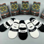 CD Socks With Logo Dior At Front Black And White- 5 Pairs