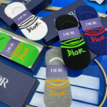 CD Socks With Logo Dior At Front Grey/Green/Black/Dark Blue/White- 5 Pairs