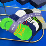 CD Socks With Logo Dior At Front Grey/Green/Black/Dark Blue/White- 5 Pairs