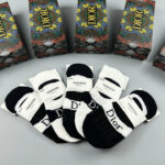 CD Socks With Logo Dior At Front Black And White- 5 Pairs