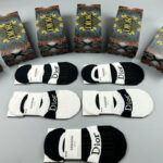 CD Socks With Logo Dior At Front Black And White- 5 Pairs