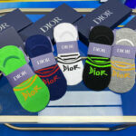 CD Socks With Logo Dior At Front Grey/Green/Black/Dark Blue/White- 5 Pairs