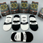CD Socks With Logo Dior At Front Black And White- 5 Pairs