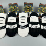 CD Socks With Logo Dior At Front Black And White- 5 Pairs