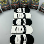 CD Socks With Logo Dior At Front Black And White- 5 Pairs