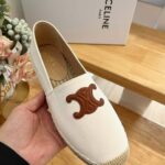 Celine Flat Espadrille With Triomphe Patch Signature In Tweed White For Women 354432278C.01CR