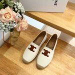 Celine Flat Espadrille With Triomphe Patch Signature In Tweed White For Women 354432278C.01CR