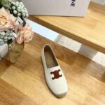 Celine Flat Espadrille With Triomphe Patch Signature In Tweed White For Women 354432278C.01CR