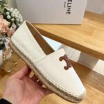 Celine Flat Espadrille With Triomphe Patch Signature In Tweed White For Women 354432278C.01CR
