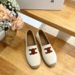 Celine Flat Espadrille With Triomphe Patch Signature In Tweed White For Women 354432278C.01CR
