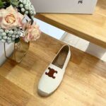 Celine Flat Espadrille With Triomphe Patch Signature In Tweed White For Women 354432278C.01CR