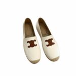 Celine Flat Espadrille With Triomphe Patch Signature In Tweed White For Women 354432278C.01CR