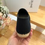 Celine Flat Espadrille With Triomphe Patch Signature In Tweed Black For Women