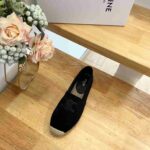 Celine Flat Espadrille With Triomphe Patch Signature In Tweed Black For Women