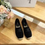 Celine Flat Espadrille With Triomphe Patch Signature In Tweed Black For Women