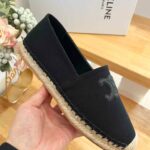 Celine Flat Espadrille With Triomphe Patch Signature In Tweed Black For Women