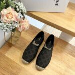 Celine Flat Espadrille With Triomphe Signature In Triomphe Canvas Black And Brown For Women