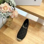 Celine Flat Espadrille With Triomphe Signature In Triomphe Canvas Black And Brown For Women