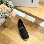 Celine Flat Espadrille With Triomphe Signature In Triomphe Canvas Black And Brown For Women
