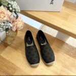 Celine Flat Espadrille With Triomphe Signature In Triomphe Canvas Black And Brown For Women