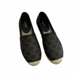 Celine Flat Espadrille With Triomphe Signature In Triomphe Canvas Black And Brown For Women