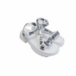 Celine Leo Strappy Sandal In With "Celine" Jacquard White For Women