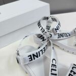 Celine Leo Strappy Sandal In With "Celine" Jacquard White For Women