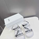 Celine Leo Strappy Sandal In With "Celine" Jacquard White For Women