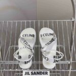 Celine Leo Strappy Sandal In With "Celine" Jacquard White For Women
