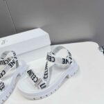 Celine Leo Strappy Sandal In With "Celine" Jacquard White For Women