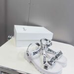 Celine Leo Strappy Sandal In With "Celine" Jacquard White For Women
