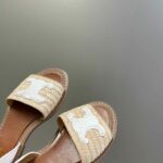 Celine Lympia Flat Strap Sandal In Raffia White For Women 352402248C.02GH