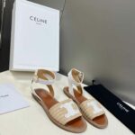 Celine Lympia Flat Strap Sandal In Raffia White For Women 352402248C.02GH