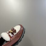 Celine Margaret Fur Loafer With Tassels Burgundy For Women