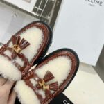Celine Margaret Fur Loafer With Tassels Burgundy For Women