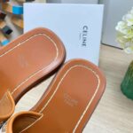 Celine Triomphe Slide In Triomphe Stamped Canvas Brown For Women