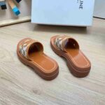 Celine Triomphe Slide In Triomphe Stamped Canvas Brown For Women