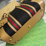 Gucci Original Gg Canvas And Smooth Medium Handbag Brown/White/Grey For Men 13.3 in/ 34 cm